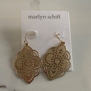 Marlyn Schiff Gold Filigree Teardrop Dangle Earrings